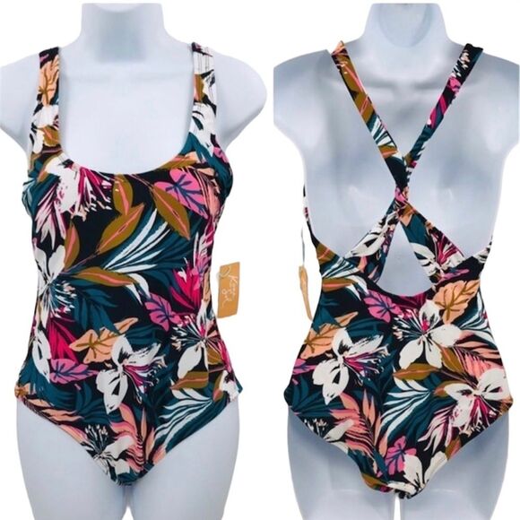 Kona Sol One Piece Tropical Floral Swimsuit - Picture 10 of 11